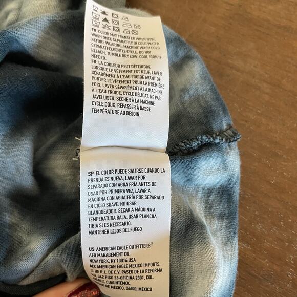 American Eagle Women's Med Short Sleeve Tie Dye Embroidered Cottage Boho Shirt - Picture 11 of 12